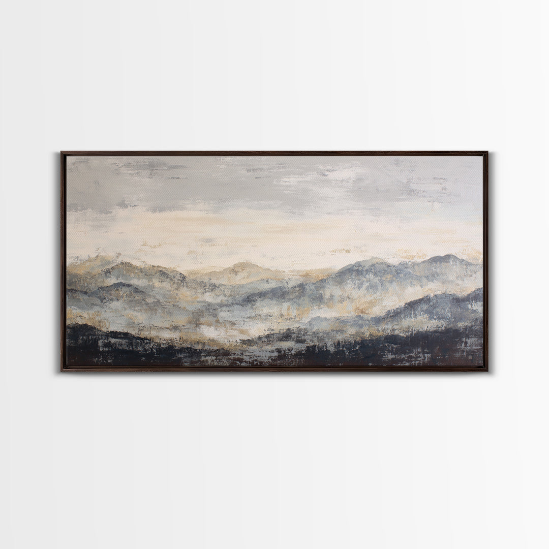 Sunlit Rolling Hills Framed Canvas Print, Above Sofa Art, Mid Century Modern, Living Room Decor, Fine Art, Statement, ASA-2x1-85