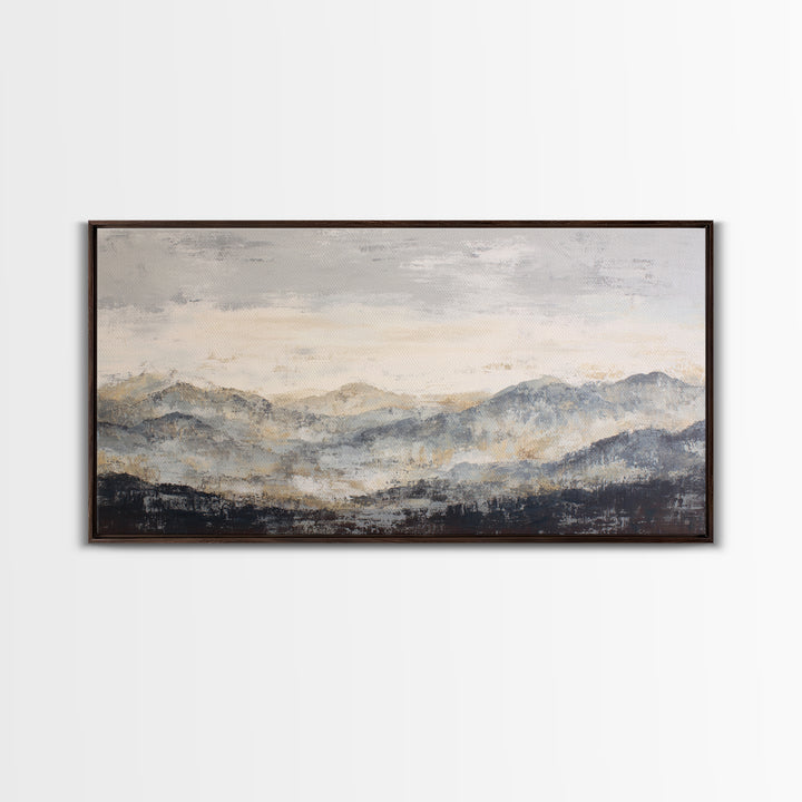 Sunlit Rolling Hills Framed Canvas Print, Above Sofa Art, Mid Century Modern, Living Room Decor, Fine Art, Statement, ASA-2x1-85