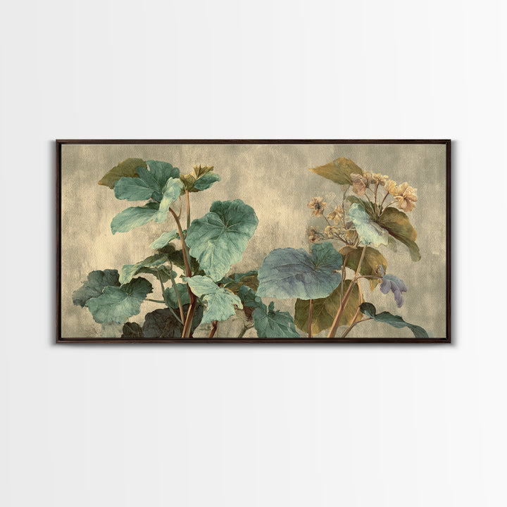 Large Botanical Leaves Canvas Print, Above Sofa Art, Living Room Decor, Oil Painting, Statement 189, Set of Wall Art, ASA-2x1-89
