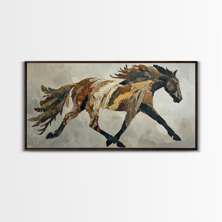 Statement Horse Silhouette Framed Canvas Print, Above Sofa Art, Statement Artwork, Living Room Decor, Fine Art, Statement, ASA-2x1-9