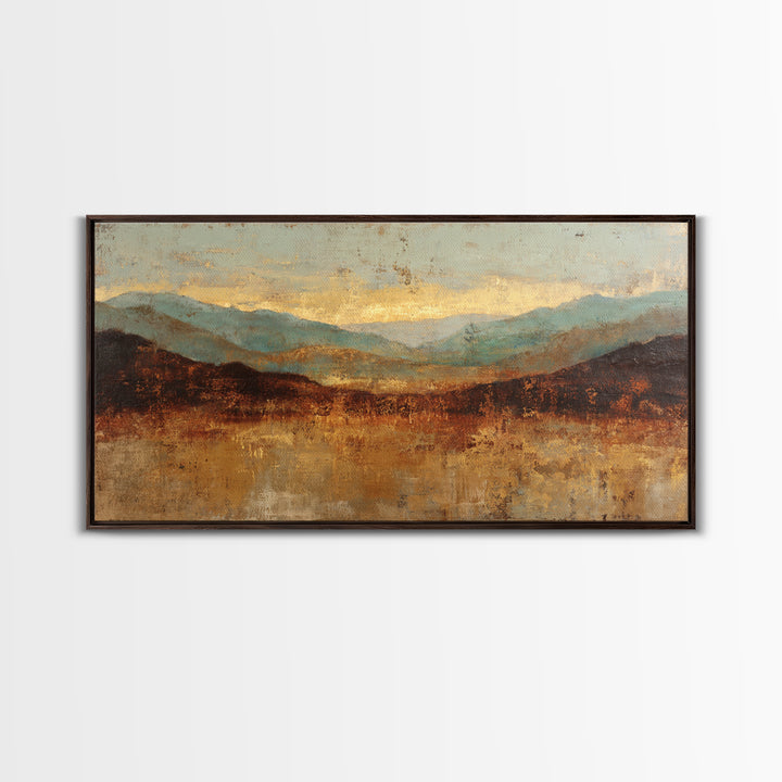 Abstract Canyon Landscape Framed Canvas Print, Above Sofa Art, Frame Tv Art, Living Room Decor, Statement, Coastal Wall Art, ASA-2x1-99