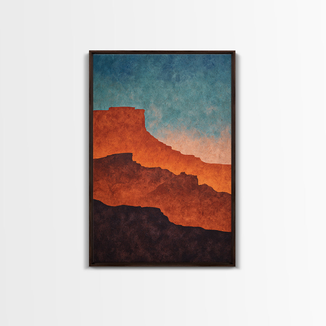 Desert Mesa Panorama Framed Canvas Print, Above Sofa Art, Minimalist Wall Art, Living Room Decor, Fine Art, Statement, ASA-2x3-100