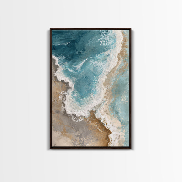 Panoramic Coastal Shoreline from an Aerial View Canvas Print, Above Sofa Art, Bedroom Wall Art, Living Room Decor, Statement, ASA-2x3-11