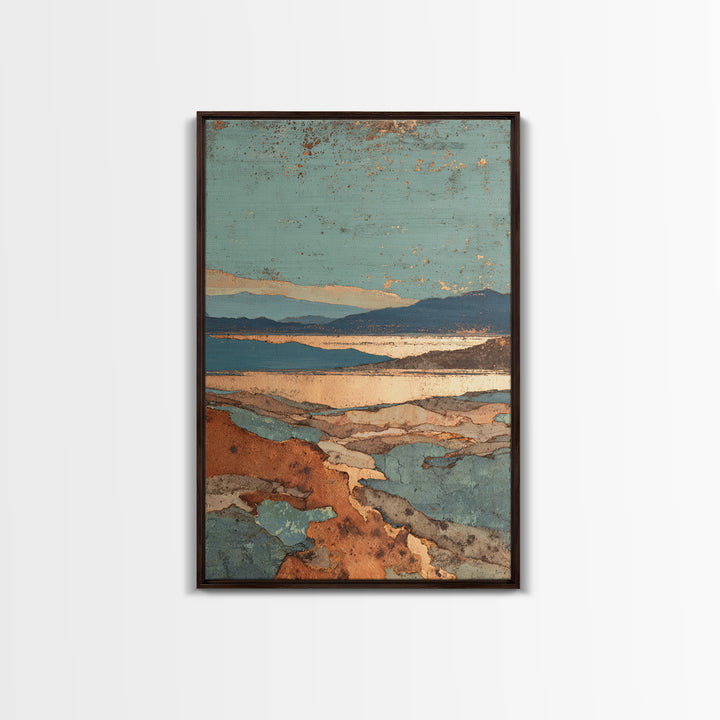 Abstract Canyon Landscape Canvas Print, Above Sofa Art, 3 Piece Wall Art, Living Room Decor, Oil Painting, Statement, ASA-2x3-15