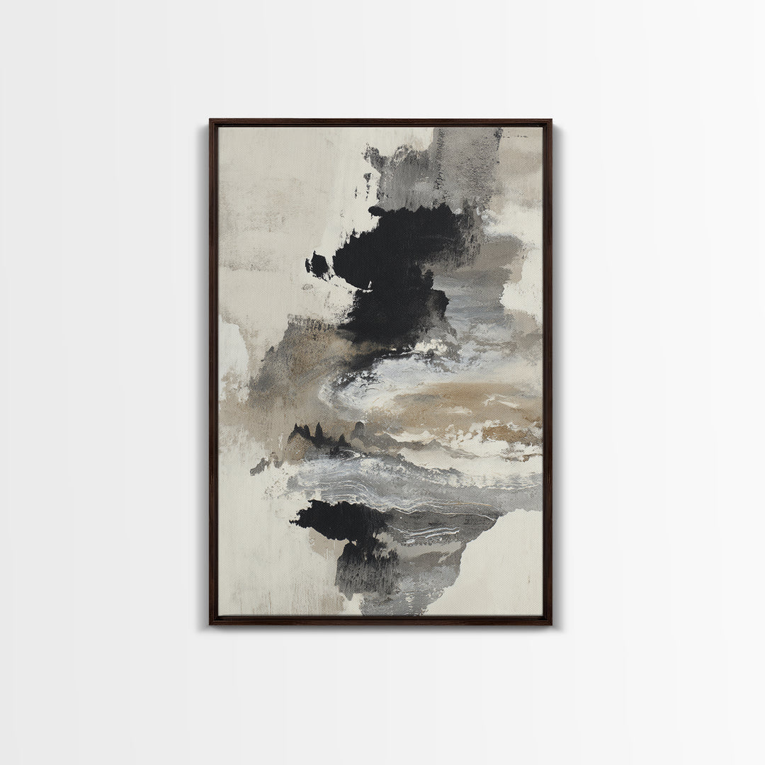 Minimal Black Ink Composition Canvas Print, Above Sofa Art, Oversized Wall Art, Living Room Decor, Fine Art, Statement, ASA-2x3-16