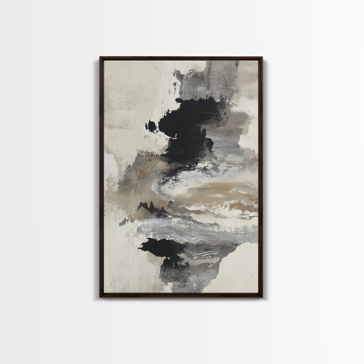 Minimal Black Ink Composition Canvas Print, Above Sofa Art, Oversized Wall Art, Living Room Decor, Fine Art, Statement, ASA-2x3-16
