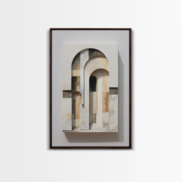 Architectural Arch Study Framed Canvas Print, Above Sofa Art, Textured Painting, Living Room Decor, Abstract Art, Statement, ASA-2x3-17