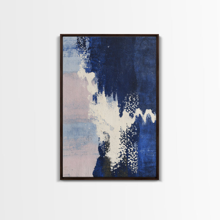 Bold Navy and Ivory Abstract Brushwork Framed Canvas Print, Above Sofa Art, Gallery Decor, Living Room Decor, Statement, ASA-2x3-2