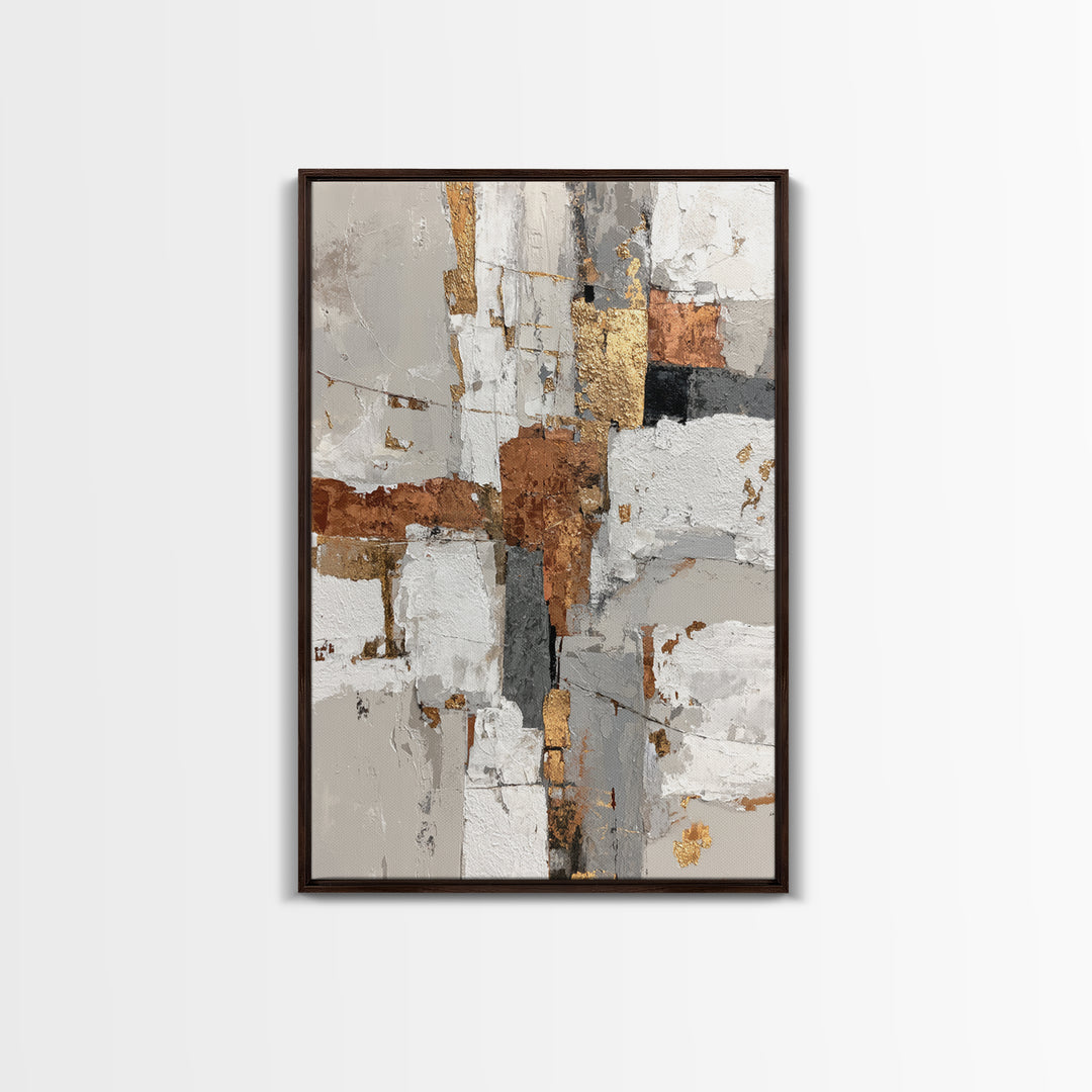Luxury Monochrome Stone Composition Framed Canvas Print, Above Sofa Art, Canvas Print, Living Room Decor, Fine Art, Statement, ASA-2x3-3