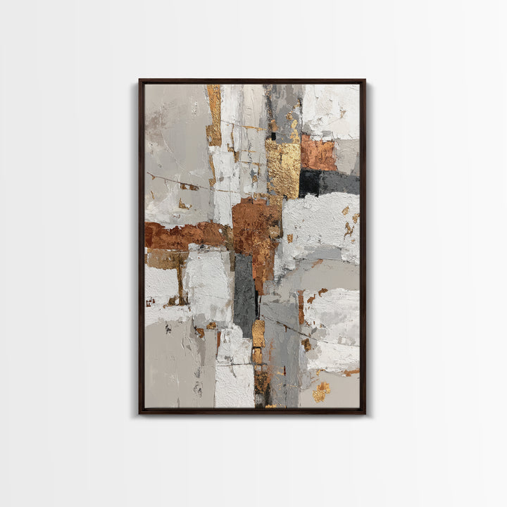 Luxury Monochrome Stone Composition Framed Canvas Print, Above Sofa Art, Canvas Print, Living Room Decor, Fine Art, Statement, ASA-2x3-3