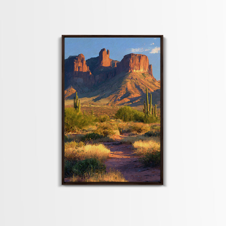 Desert Mesa Panorama Framed Canvas Print, Above Sofa Art, Modern Art, Living Room Decor, Fine Art, Statement, Art Print, ASA-2x3-4