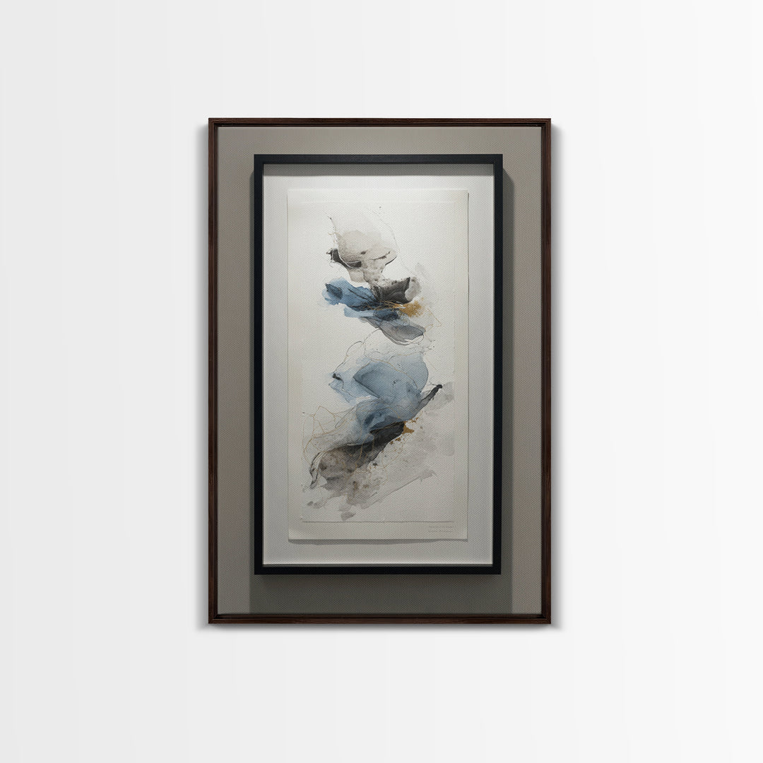 Minimal Black Ink Composition Canvas Print, Above Sofa Art, Floral Wall Art, Living Room Decor, Statement, Luxury Decor, ASA-2x3-40