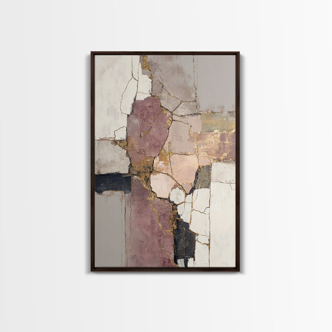Textured Plaster Abstract Framed Canvas Print, Above Sofa Art, Neutral Decor, Living Room Decor, Abstract Art, Statement, ASA-2x3-43