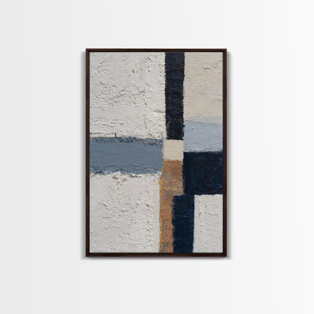 Bold Navy and Ivory Abstract Brushwork Canvas Print, Above Sofa Art, Boho Decor, Living Room Decor, Fine Art, Statement, ASA-2x3-50