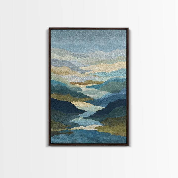 Abstract River Bends Framed Canvas Print, Above Sofa Art, Botanical Wall Art, Living Room Decor, Fine Art, Statement, ASA-2x3-55