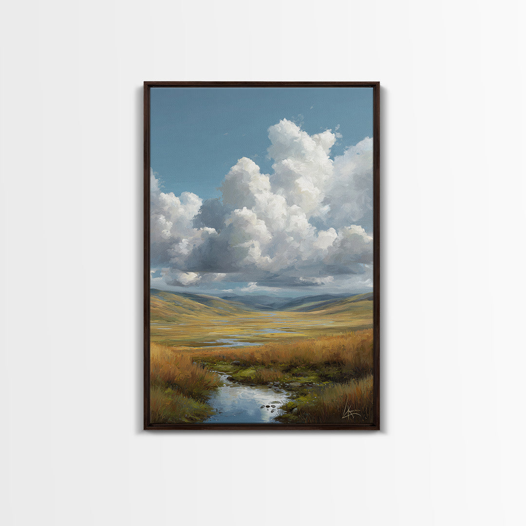 Dramatic Cloudscape over a Distant Valley Canvas Print, Above Sofa Art, Home Decor, Living Room Decor, Fine Art, Statement, ASA-2x3-61