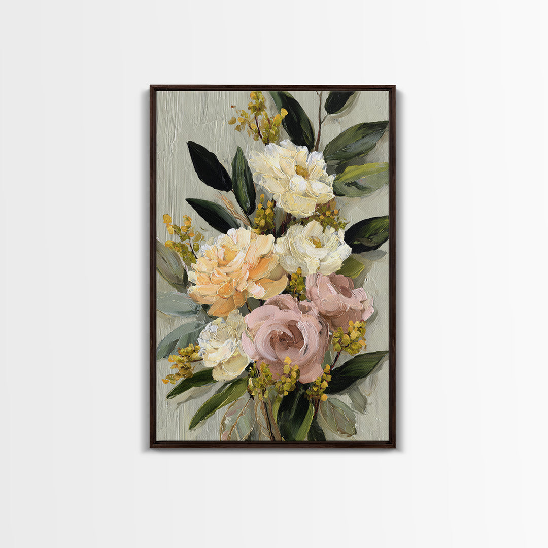 Large Expressive Floral Bouquet Canvas Print, Above Sofa Art, Wall Art, Living Room Decor, Statement, Horizontal Wall Art, ASA-2x3-62