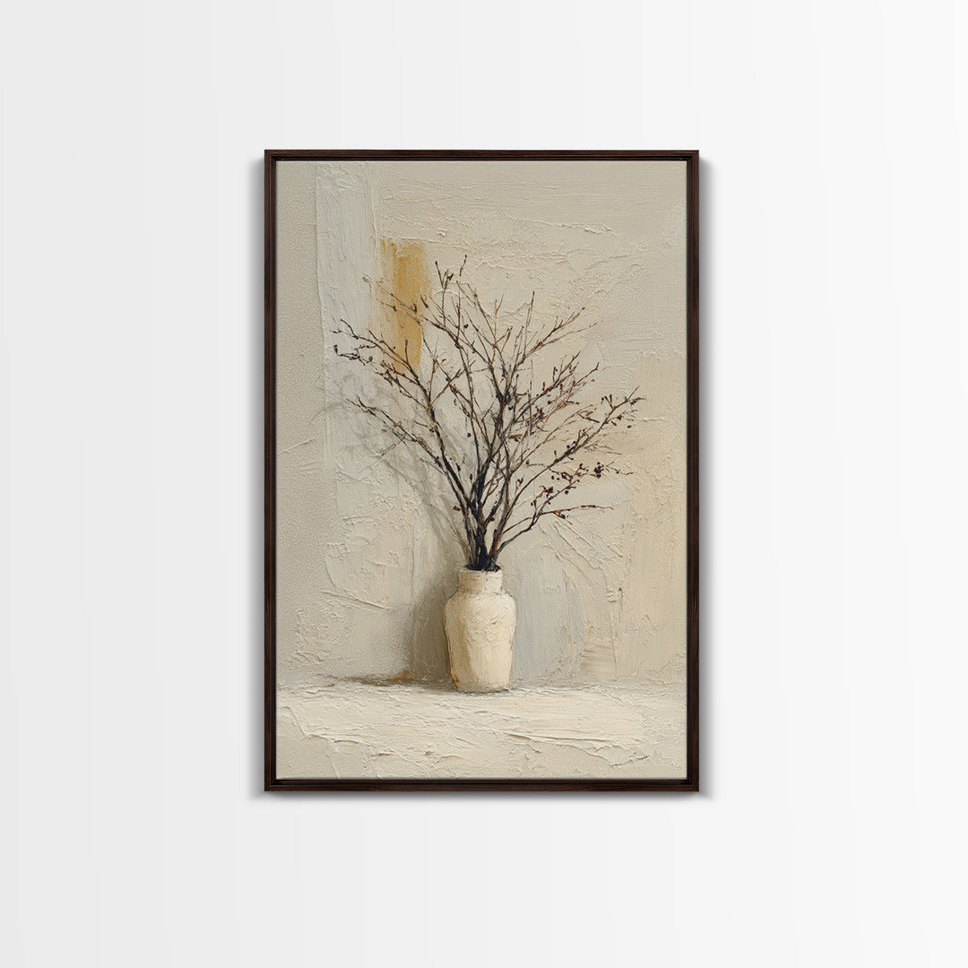 Large Neutral Still Life Canvas Print, Above Sofa Art, Textured Painting, Living Room Decor, Oil Painting, Statement, ASA-2x3-70