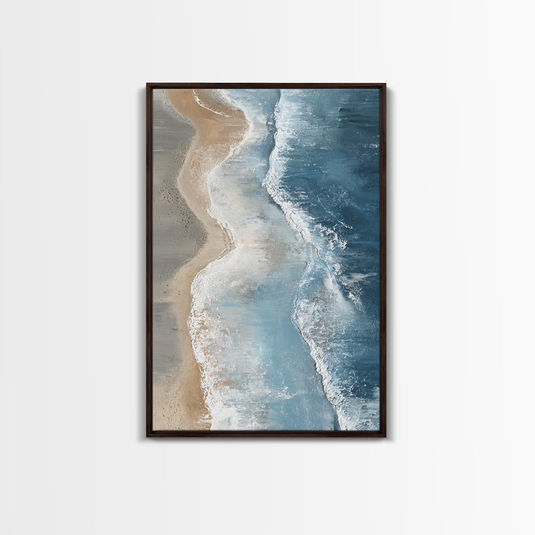 Panoramic Coastal Shoreline from an Aerial View Canvas Print, Above Sofa Art, Mid Century Modern, Living Room Decor, Statement, ASA-2x3-83