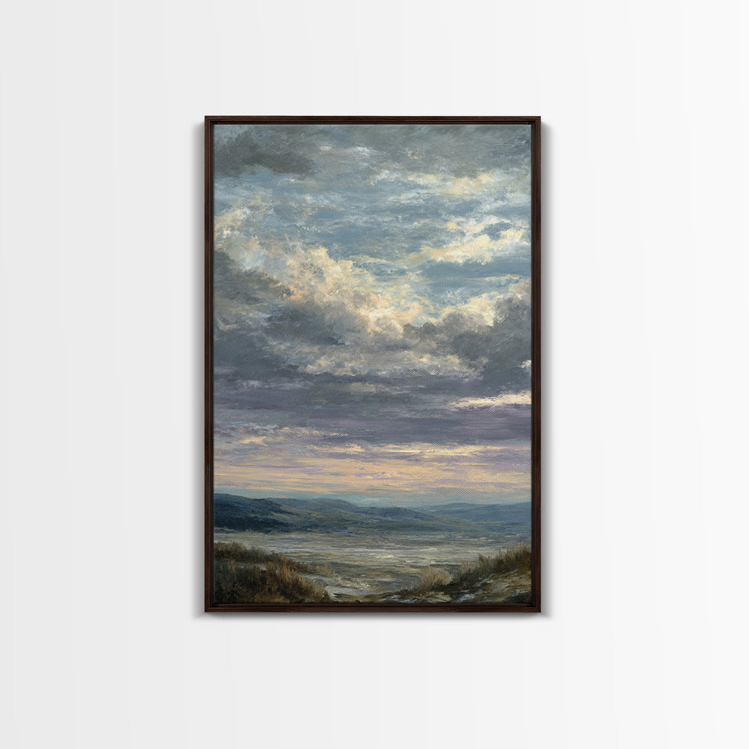 Dramatic Cloudscape over a Distant Valley Canvas Print, Above Sofa Art, Textured Wall Art, Living Room Decor, Statement, ASA-2x3-85
