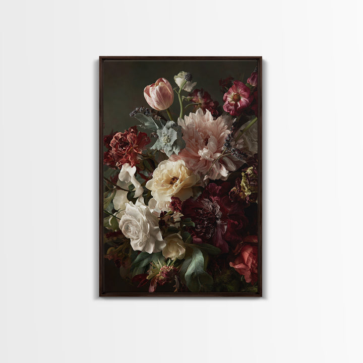 Large Expressive Floral Bouquet Canvas Print, Above Sofa Art, Wall Art, Living Room Decor, Statement, Horizontal Wall Art, ASA-2x3-86