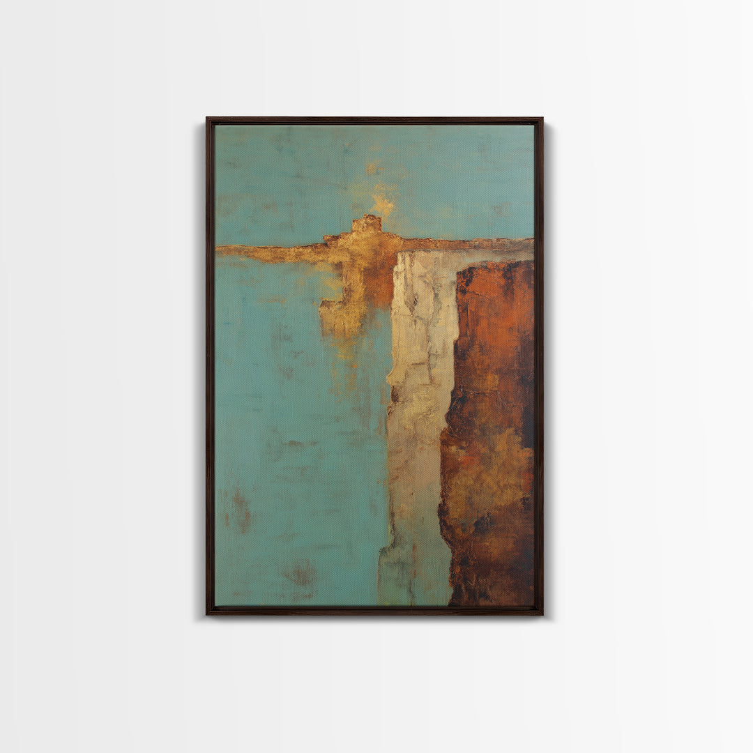 Abstract Canyon Landscape Framed Canvas Print, Above Sofa Art, Large Wall Art, Living Room Decor, Oil Painting, Statement, ASA-2x3-87