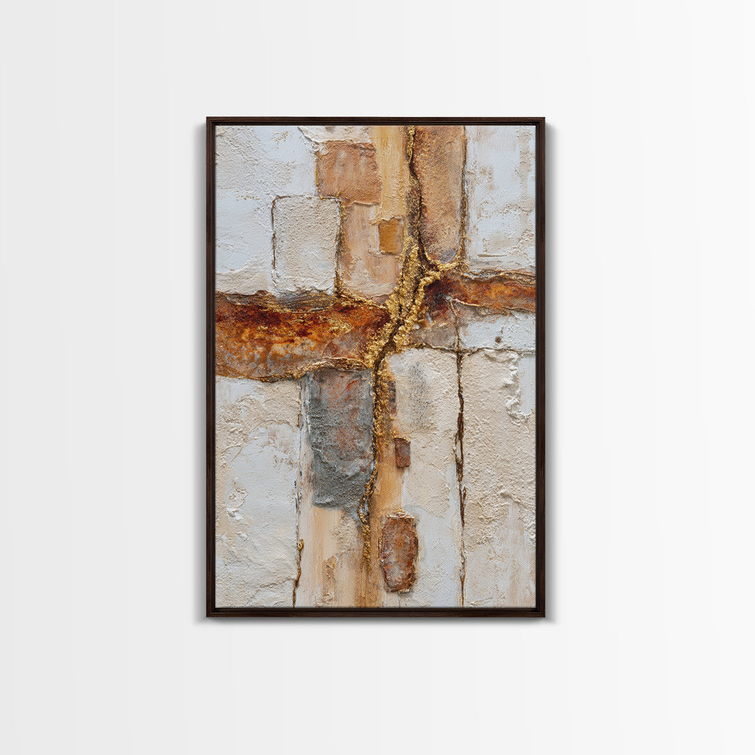 Textured Plaster Abstract Canvas Print, Above Sofa Art, Framed Wall Art, Living Room Decor, Abstract Art, Statement, ASA-2x3-91