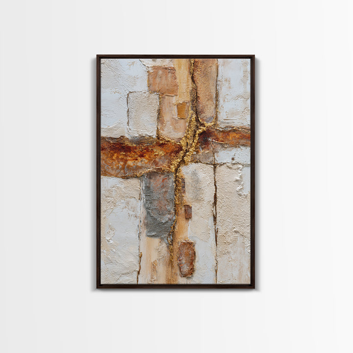 Textured Plaster Abstract Canvas Print, Above Sofa Art, Framed Wall Art, Living Room Decor, Abstract Art, Statement, ASA-2x3-91