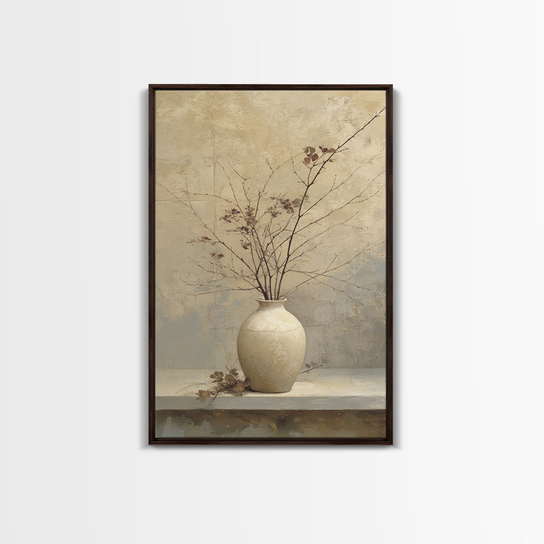 Large Neutral Still Life Framed Canvas Print, Above Sofa Art, Printable Wall Art, Living Room Decor, Watercolor Art, Statement, ASA-2x3-94