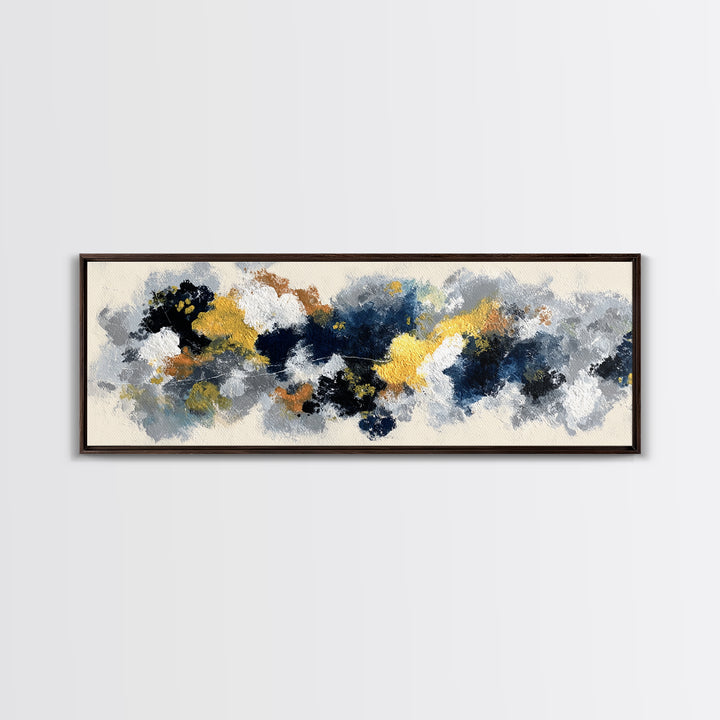 Bold Navy and Ivory Abstract Brushwork Canvas Print, Above Sofa Art, Textured Painting, Living Room Decor, Statement, ASA-3x1-10