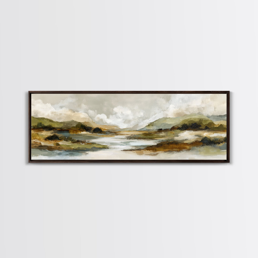 Oversized Abstract Landscape Framed Canvas Print, Above Sofa Art, Frame Tv Art, Living Room Decor, Fine Art, Statement, ASA-3x1-17