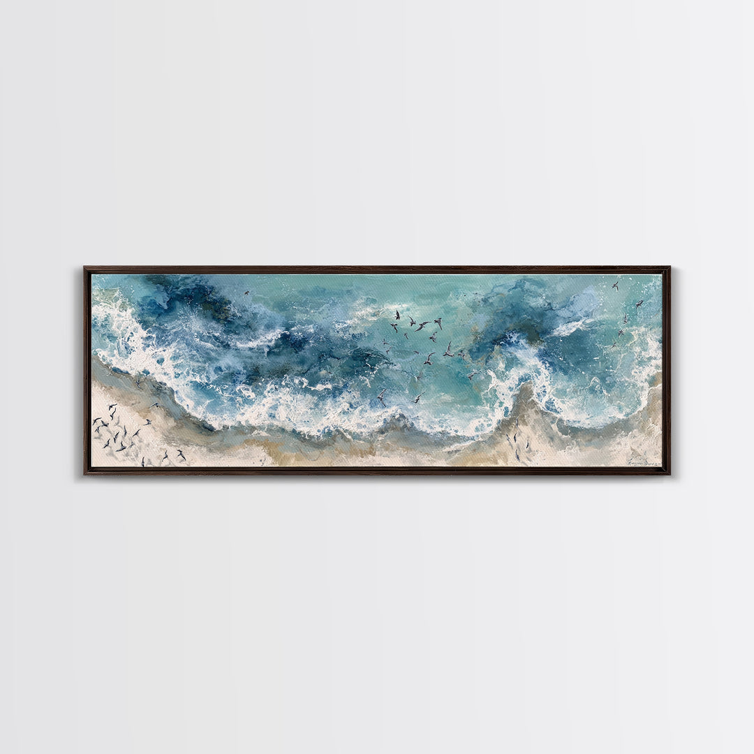 Panoramic Coastal Shoreline from an Aerial View Canvas Print, Above Sofa Art, Wall Decor, Living Room Decor, Statement, ASA-3x1-19