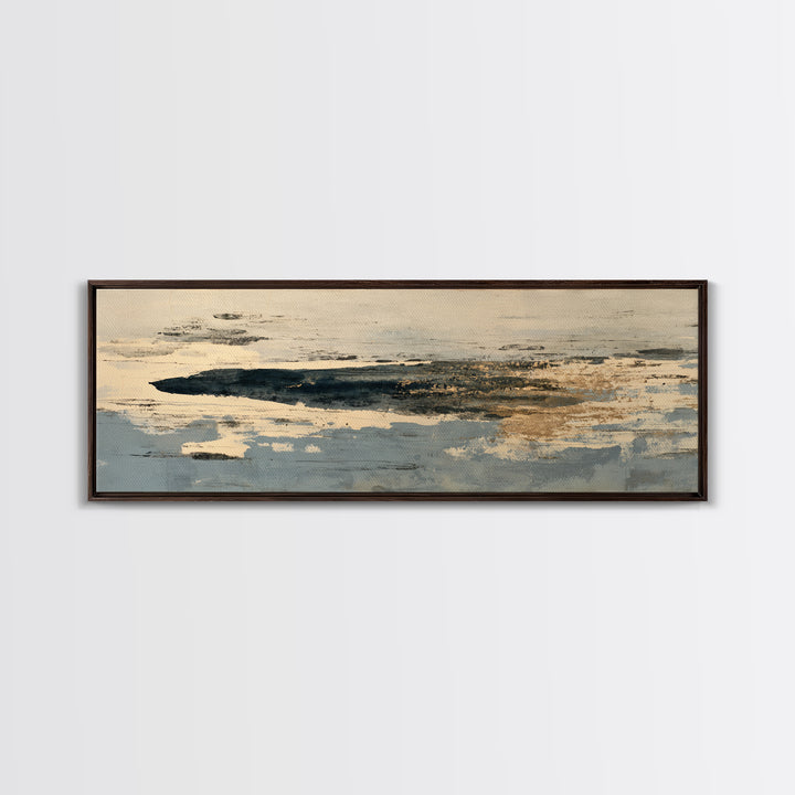 Minimal Black Ink Composition Canvas Print, Above Sofa Art, Coastal Decor, Living Room Decor, Fine Art, Statement, Luxury Decor, ASA-3x1-24