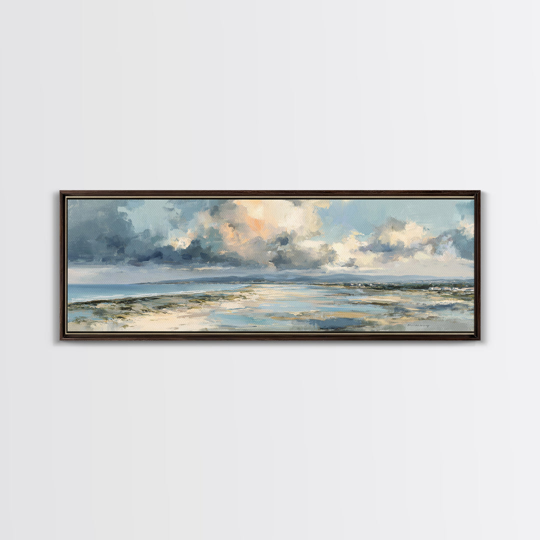 Panoramic Coastal Shoreline from an Aerial View Canvas Print, Above Sofa Art, Minimalist Decor, Living Room Decor, Statement, ASA-3x1-43
