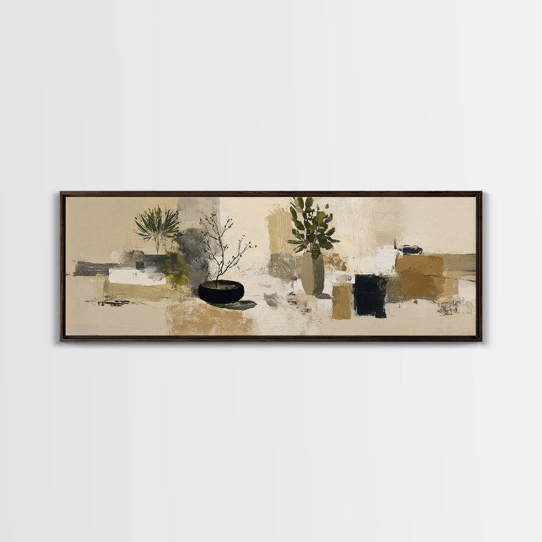 Large Neutral Still Life Canvas Print, Above Sofa Art, Living Room Wall Art, Living Room Decor, Watercolor Art, Statement, ASA-3x1-54