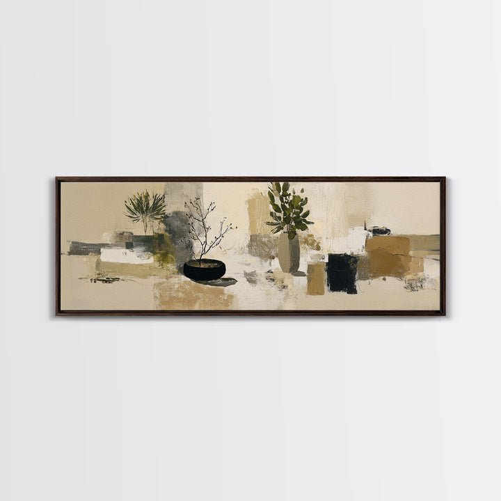 Large Neutral Still Life Canvas Print, Above Sofa Art, Living Room Wall Art, Living Room Decor, Watercolor Art, Statement, ASA-3x1-54