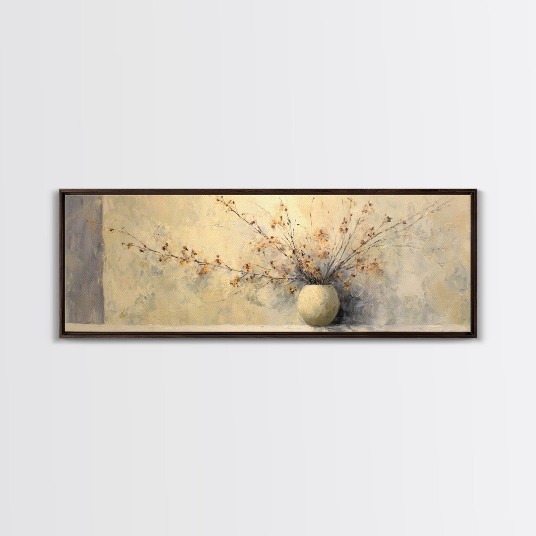 Large Neutral Still Life Canvas Print, Above Sofa Art, Textured Painting, Living Room Decor, Oil Painting, Statement, ASA-3x1-78