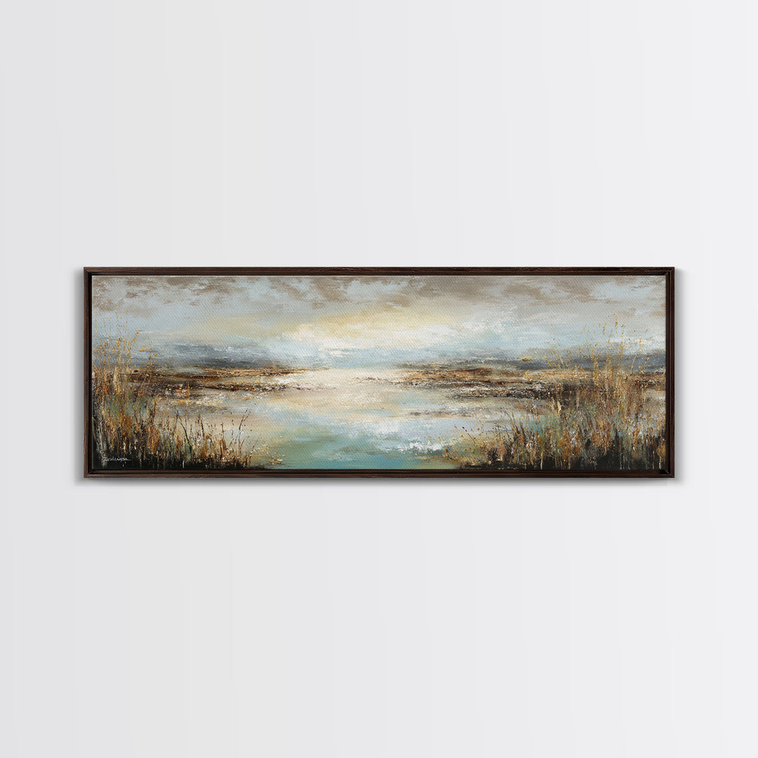 Oversized Abstract Landscape Framed Canvas Print, Above Sofa Art, Above Bed Decor, Living Room Decor, Fine Art, Statement, ASA-3x1-89