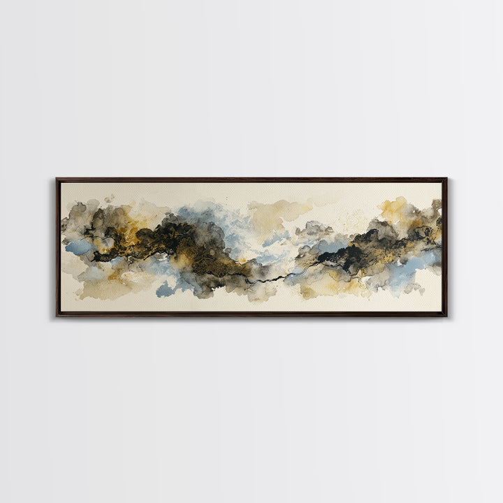 Minimal Black Ink Composition Canvas Print, Above Sofa Art, Japandi Wall Art, Living Room Decor, Fine Art, Statement, ASA-3x1-96