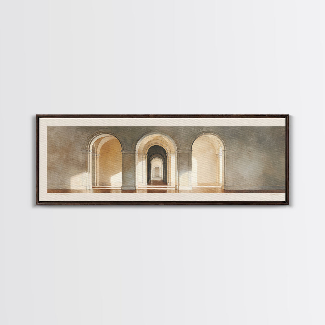 Architectural Arch Study Canvas Print, Above Sofa Art, Japandi Wall Art, Living Room Decor, Watercolor Art, Statement, ASA-3x1-97