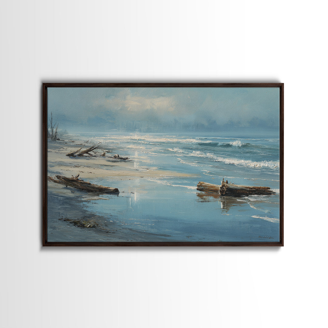Moody Seascape at Twilight Canvas Print, Above Sofa Art, Large Wall Art, Living Room Decor, Watercolor Art, Statement, ASA-3x2-16