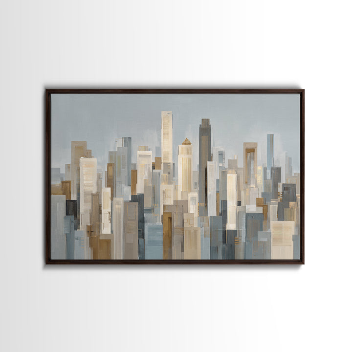 Quiet City Skyline Reduced to Elegant Shapes Canvas Print, Above Sofa Art, Minimalist Decor, Living Room Decor, Statement, ASA-3x2-2