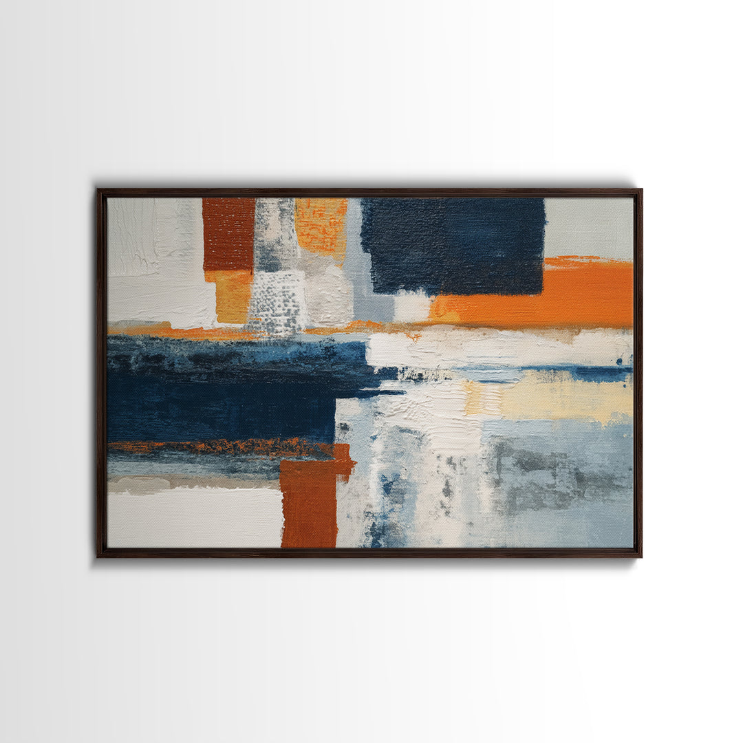 Bold Navy and Ivory Abstract Brushwork Canvas Print, Above Sofa Art, Mid Century Modern, Living Room Decor, Abstract Art, ASA-3x2-22