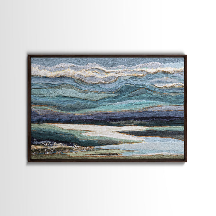 Abstract River Bends Framed Canvas Print, Above Sofa Art, Farmhouse Decor, Living Room Decor, Statement 527, Piece Wall Art, ASA-3x2-27