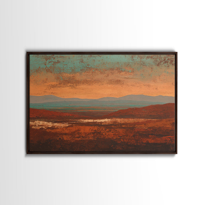 Abstract Canyon Landscape Framed Canvas Print, Above Sofa Art, Watercolor Painting, Living Room Decor, Fine Art, Statement, ASA-3x2-35