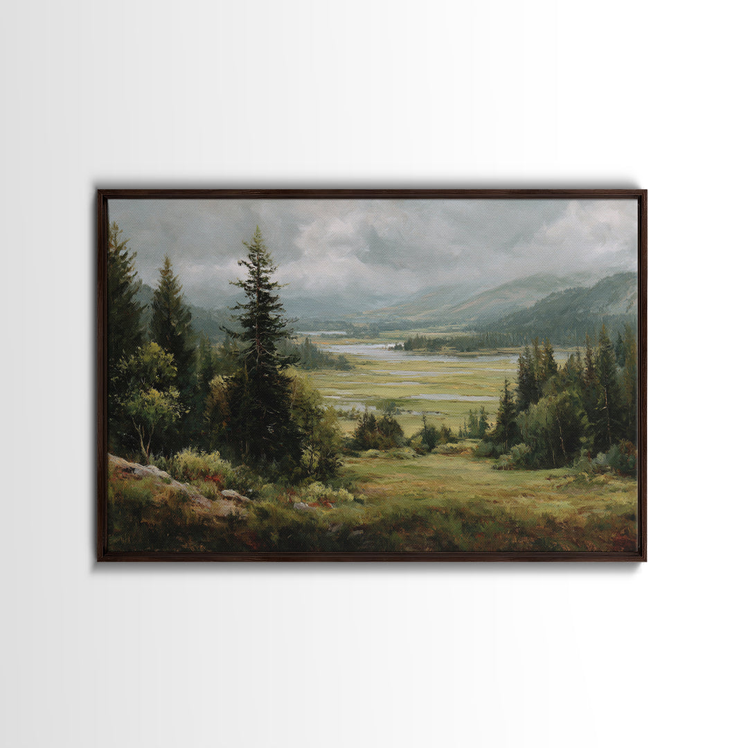 Wide Olive and Beige Meadow Panorama Canvas Print, Above Sofa Art, Textured Wall Art, Living Room Decor, Fine Art, Statement, ASA-3x2-38