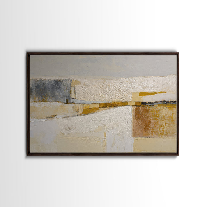 Luxury Monochrome Stone Composition Framed Canvas Print, Above Sofa Art, Minimalist Wall Art, Living Room Decor, Oil Painting, ASA-3x2-47