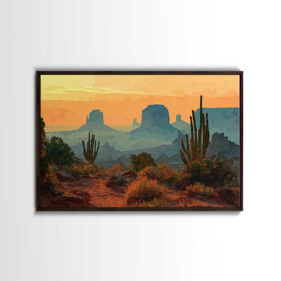 Desert Mesa Panorama Canvas Print, Above Sofa Art, Boho Wall Art, Living Room Decor, Fine Art, Statement, Japandi Wall Art, ASA-3x2-48