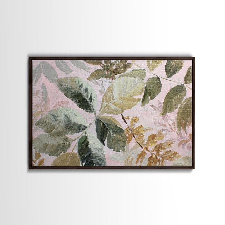 Large Botanical Leaves Canvas Print, Above Sofa Art, Set of 3 Wall Art, Living Room Decor, Oil Painting, Statement, ASA-3x2-49