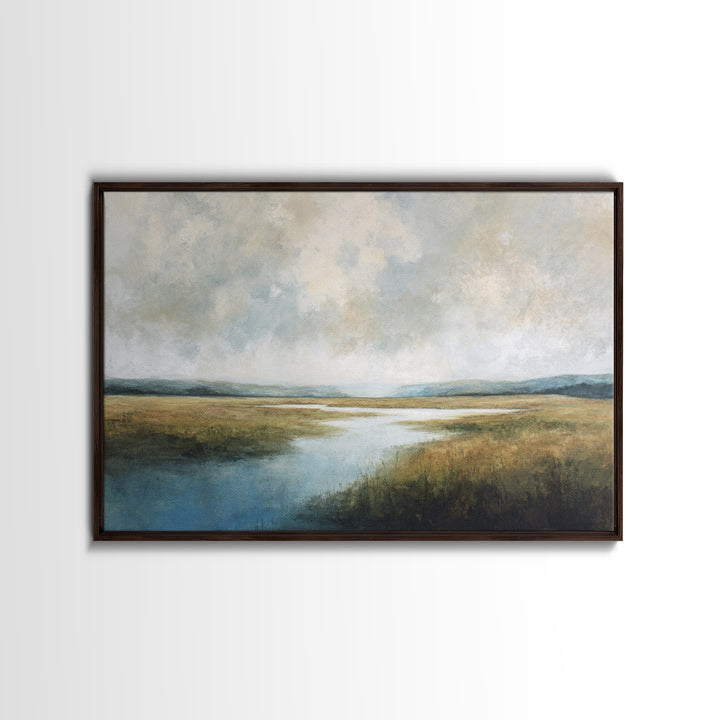 Oversized Abstract Landscape Framed Canvas Print, Above Sofa Art, Boho Wall Art, Living Room Decor, Oil Painting, Statement, ASA-3x2-5